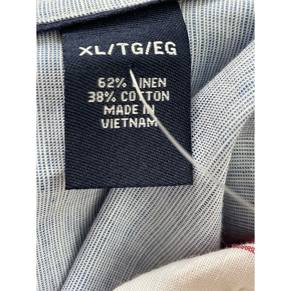 Chaps Ralph Lauren Mens Shirt XL Linen Blend USA Flag Long Sleeve Button Down - Picture 8 of 10